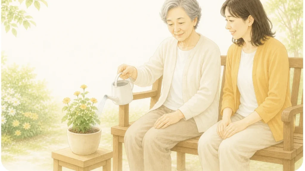 負担を軽くするための制度と見学時の確認手順のイメージ